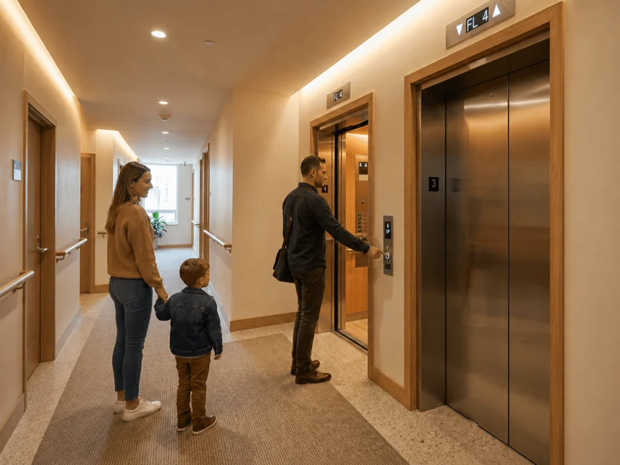 FUJI passenger elevator installation in Jeddah residential tower